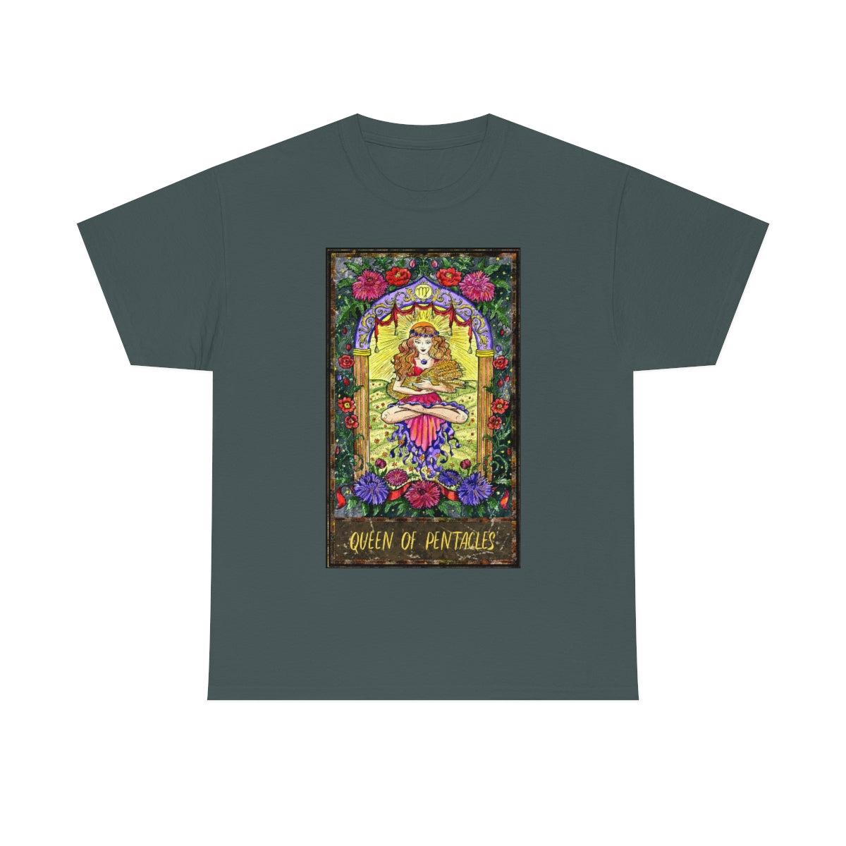 Charcoal Queen of Pentacles Tarot Card T-Shirt