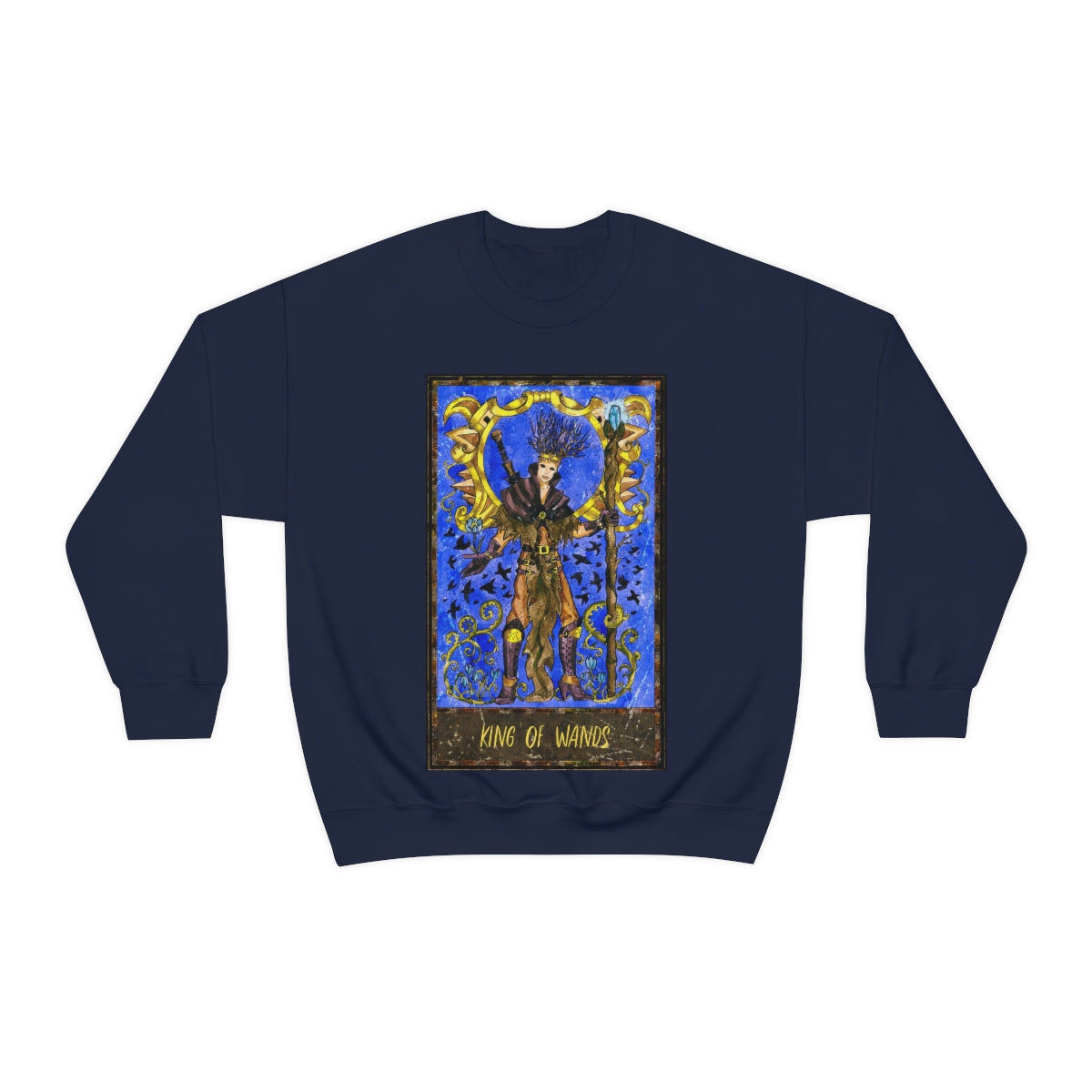 Navy King of Wands Tarot Card Sweatshirt