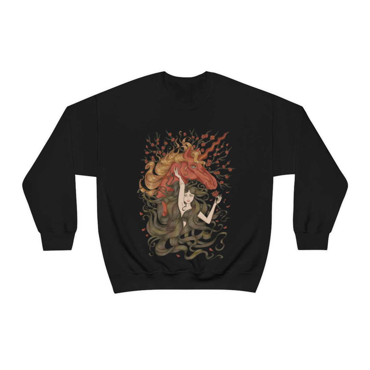 Black Walnut Brown Princess and Magic Unicorn Sweatshirt