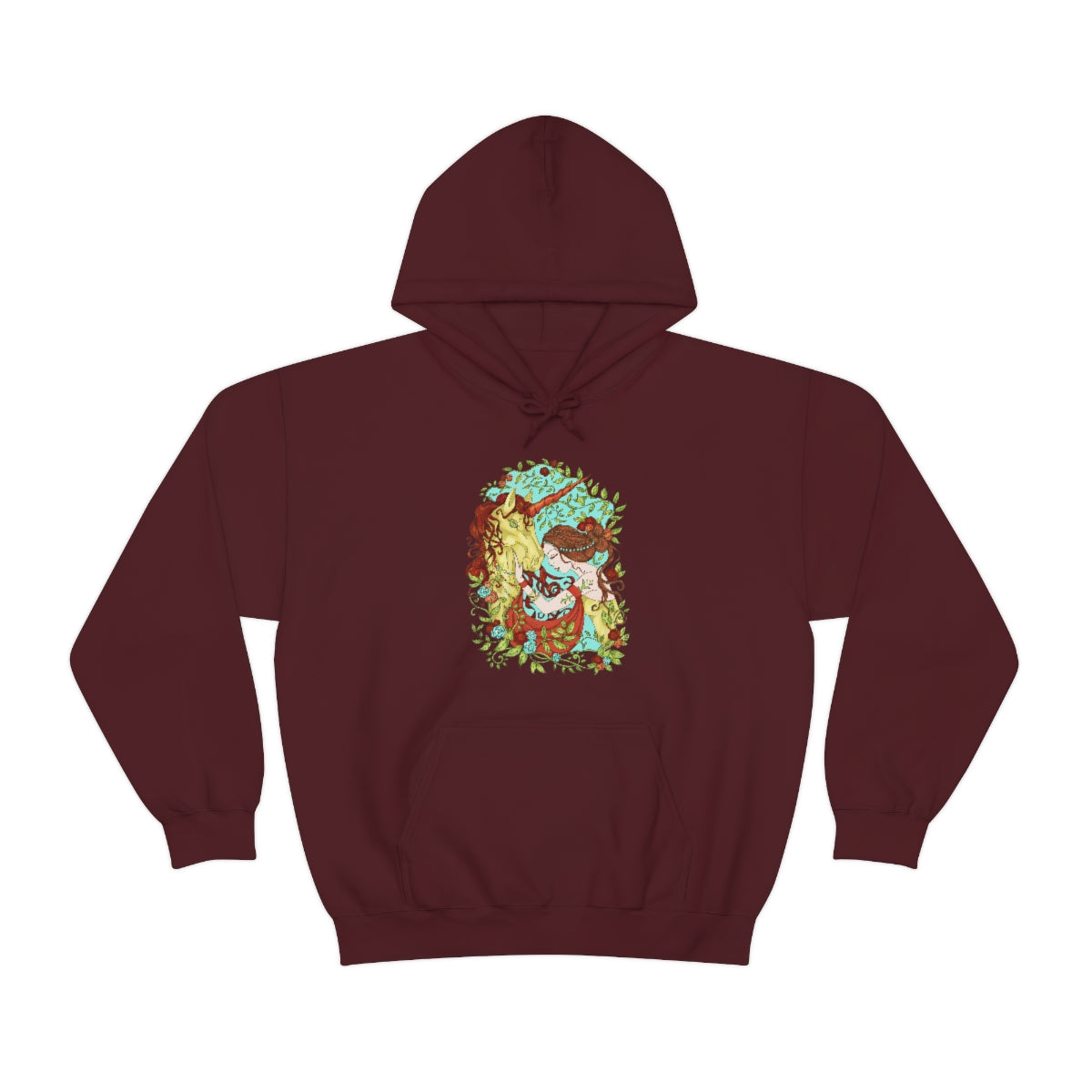 Maroon Russet Princess and Magic Unicorn Hoodie