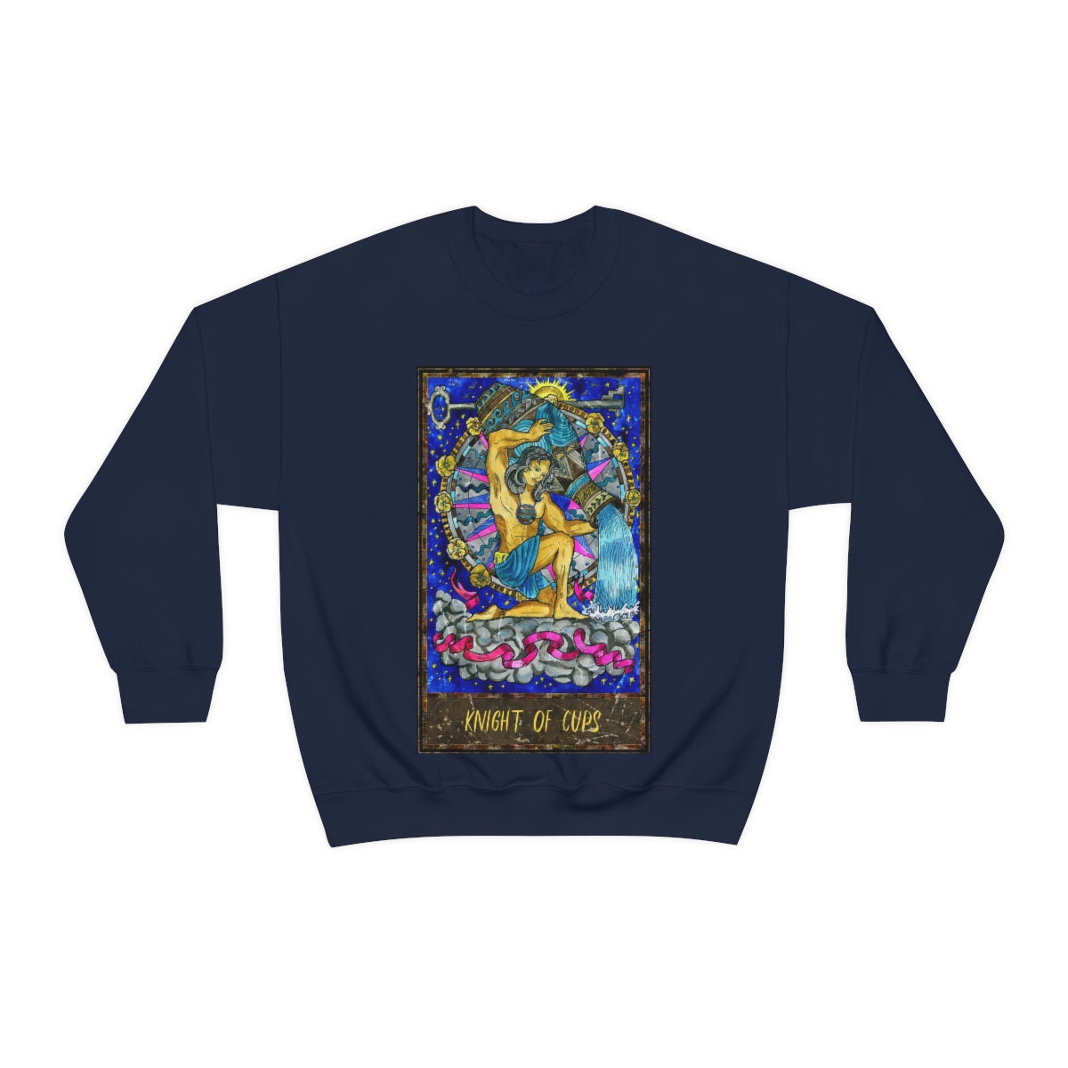 Navy Knight of Cups Tarot Card Sweatshirt