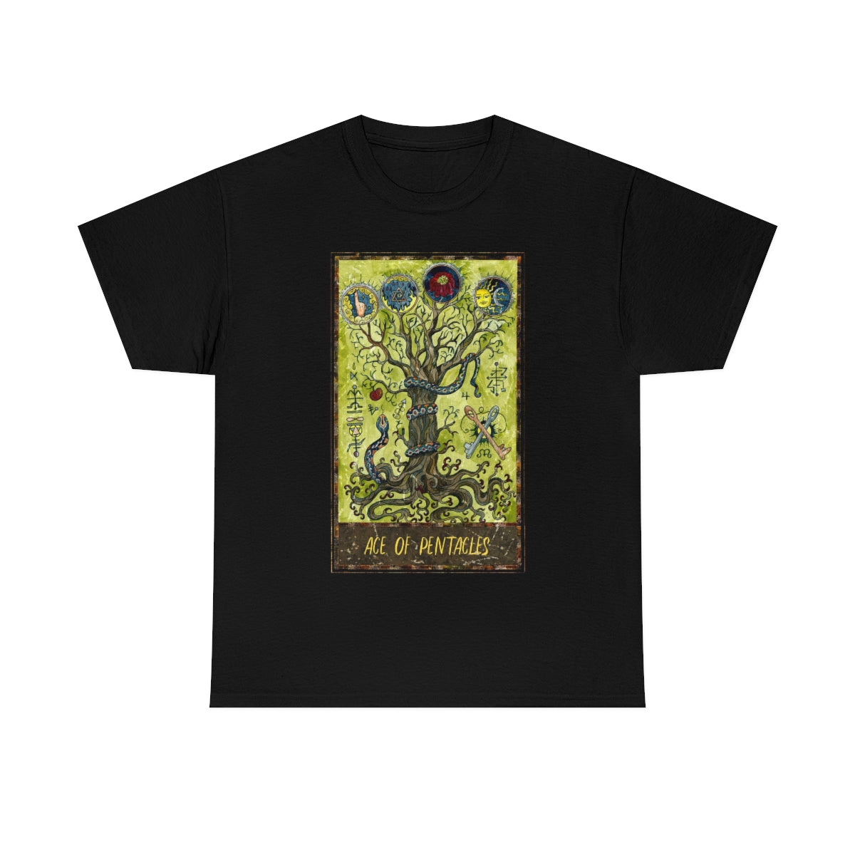 Black Ace of Pentacles Tarot Card T-shirt