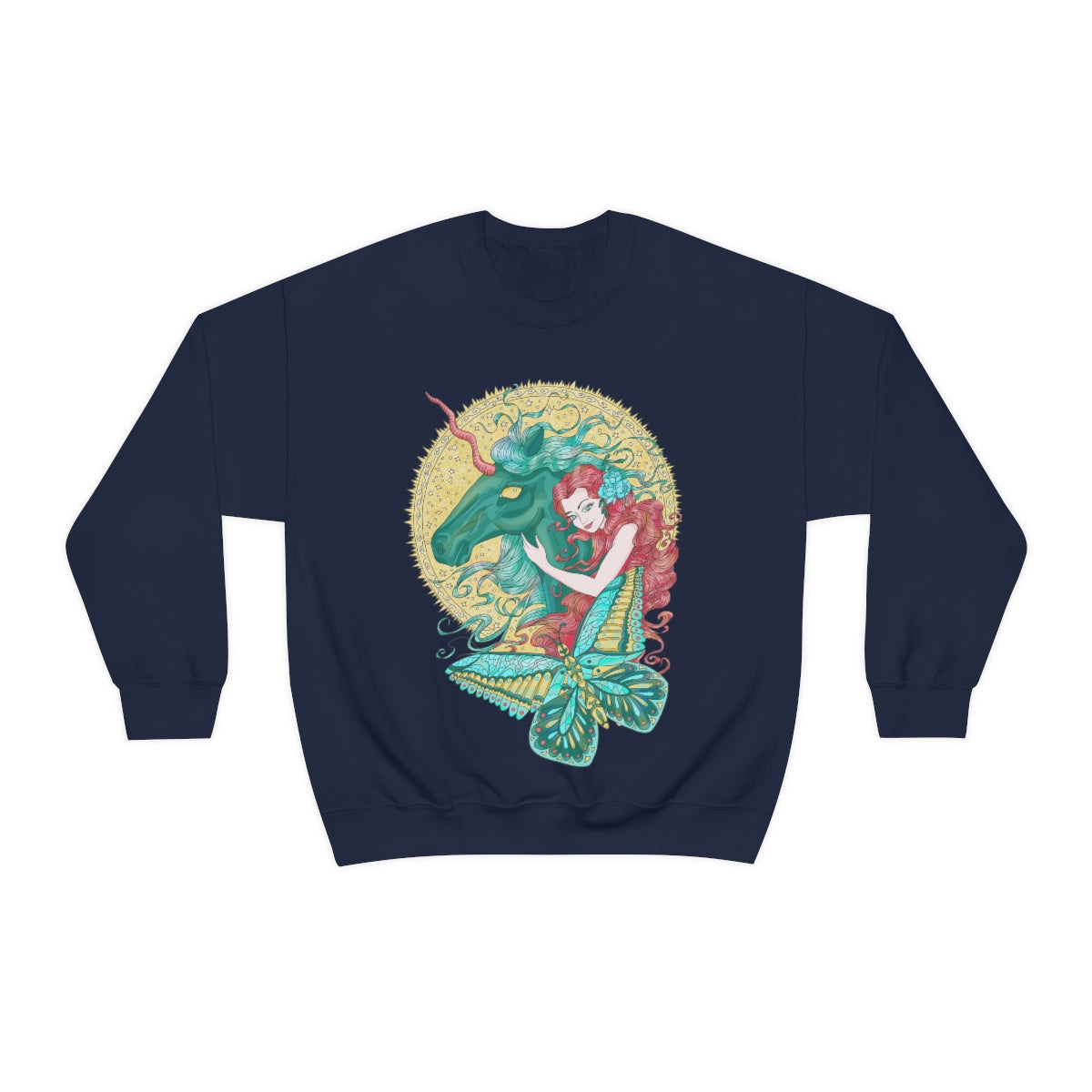 Navy Poppy Red Princess and Magic Unicorn Sweatshirt