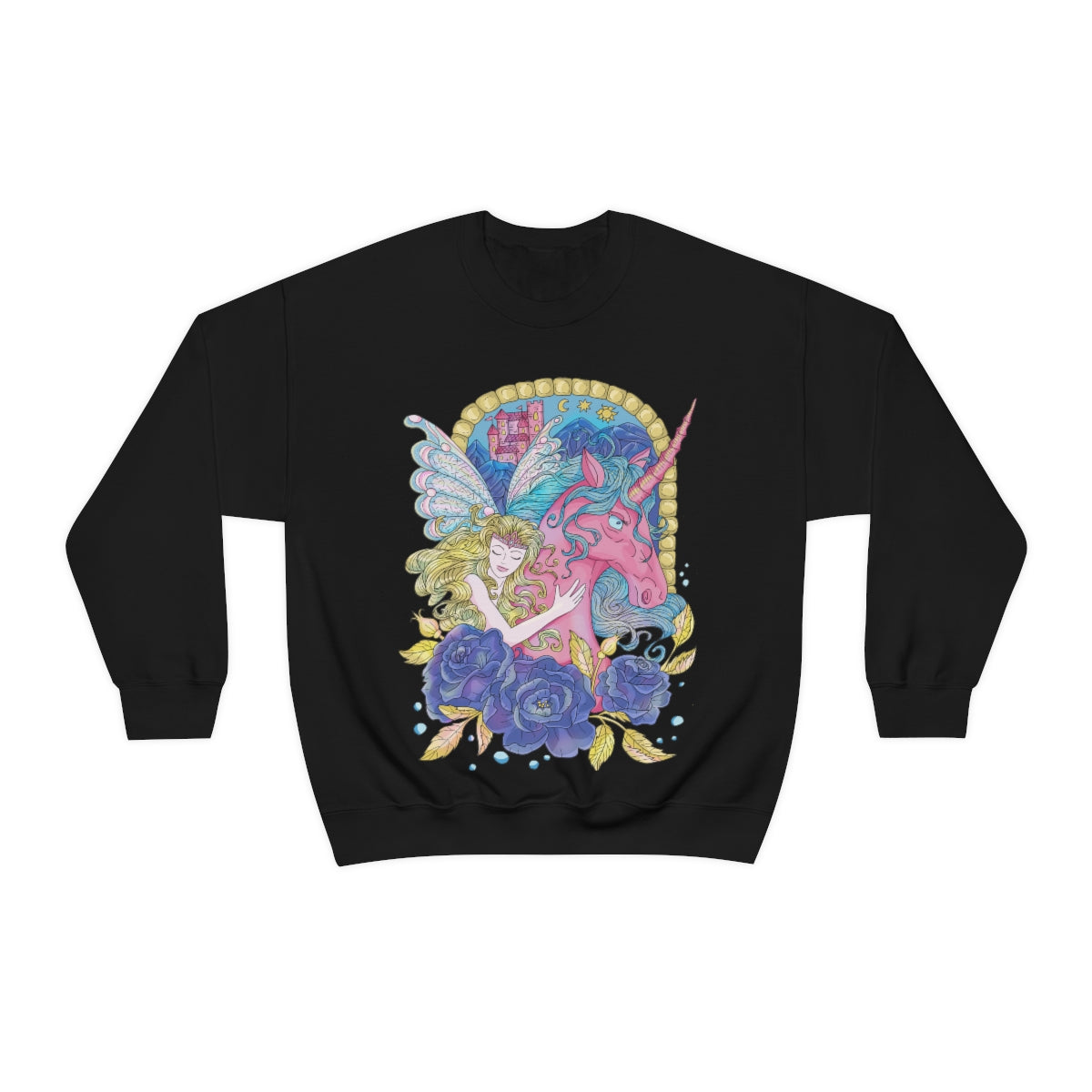 Black Blonde Princess and Magic Unicorn Sweatshirt