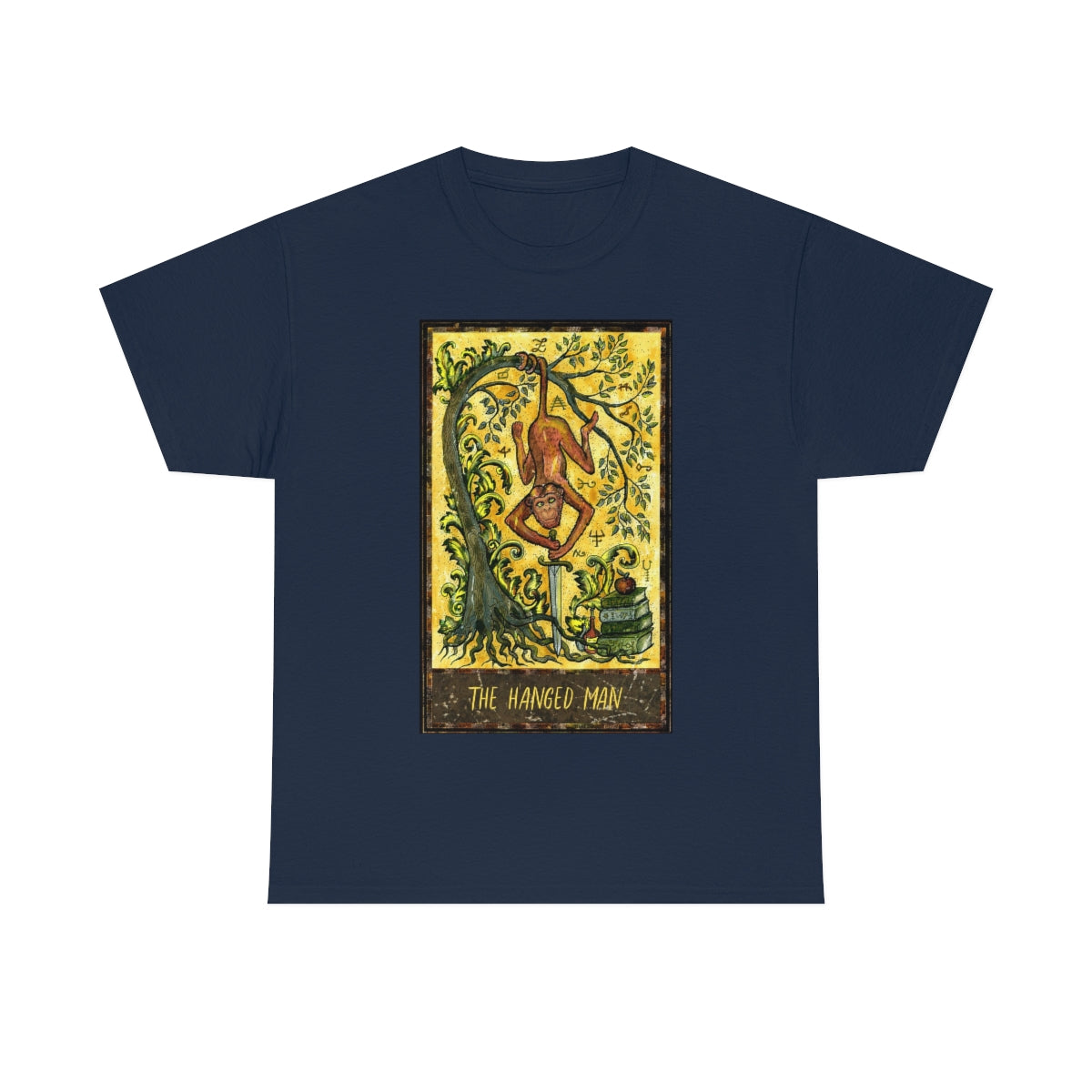 Navy The Hanged Man Tarot Card T-shirt