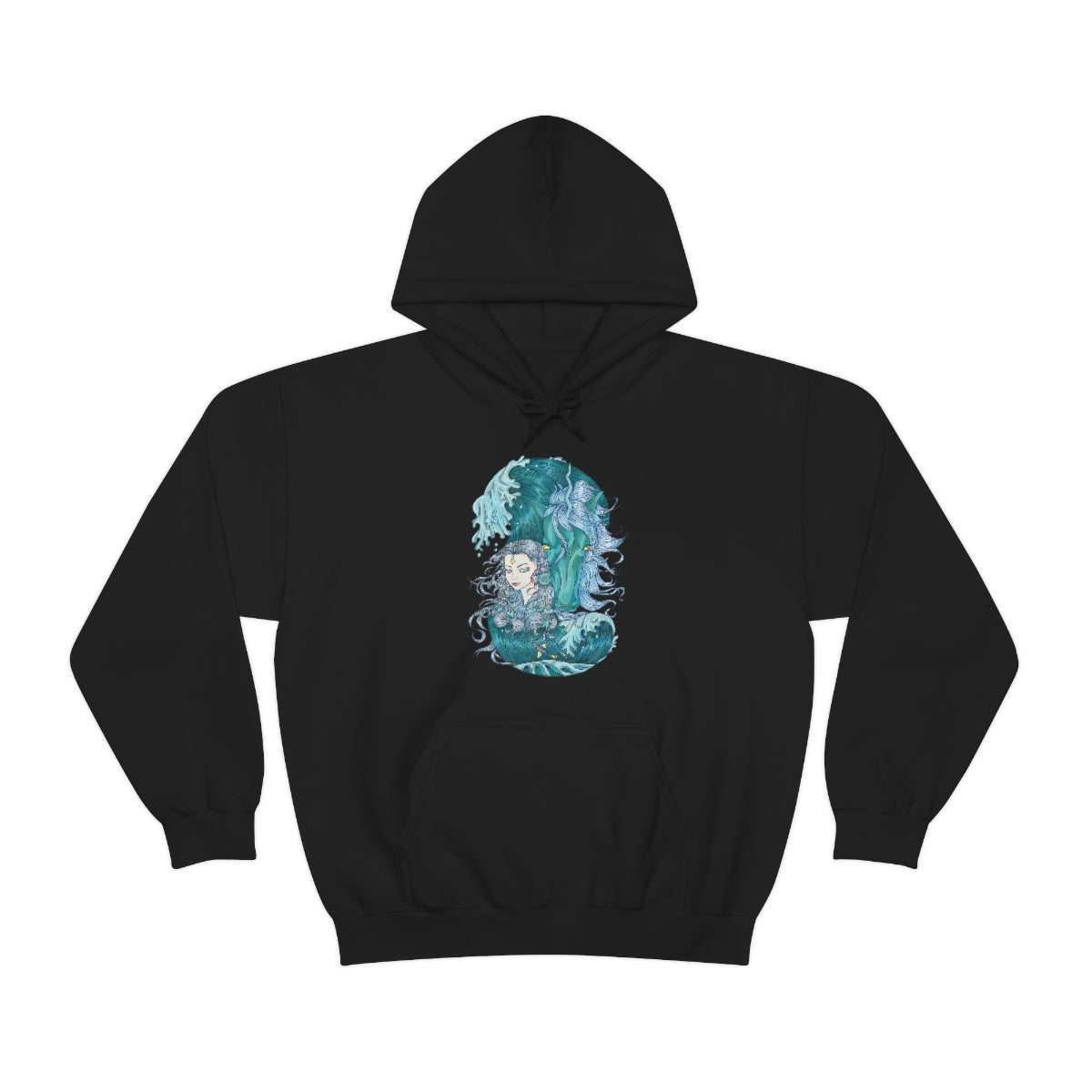 Black Icy Blue Princess and Magic Unicorn Hoodie