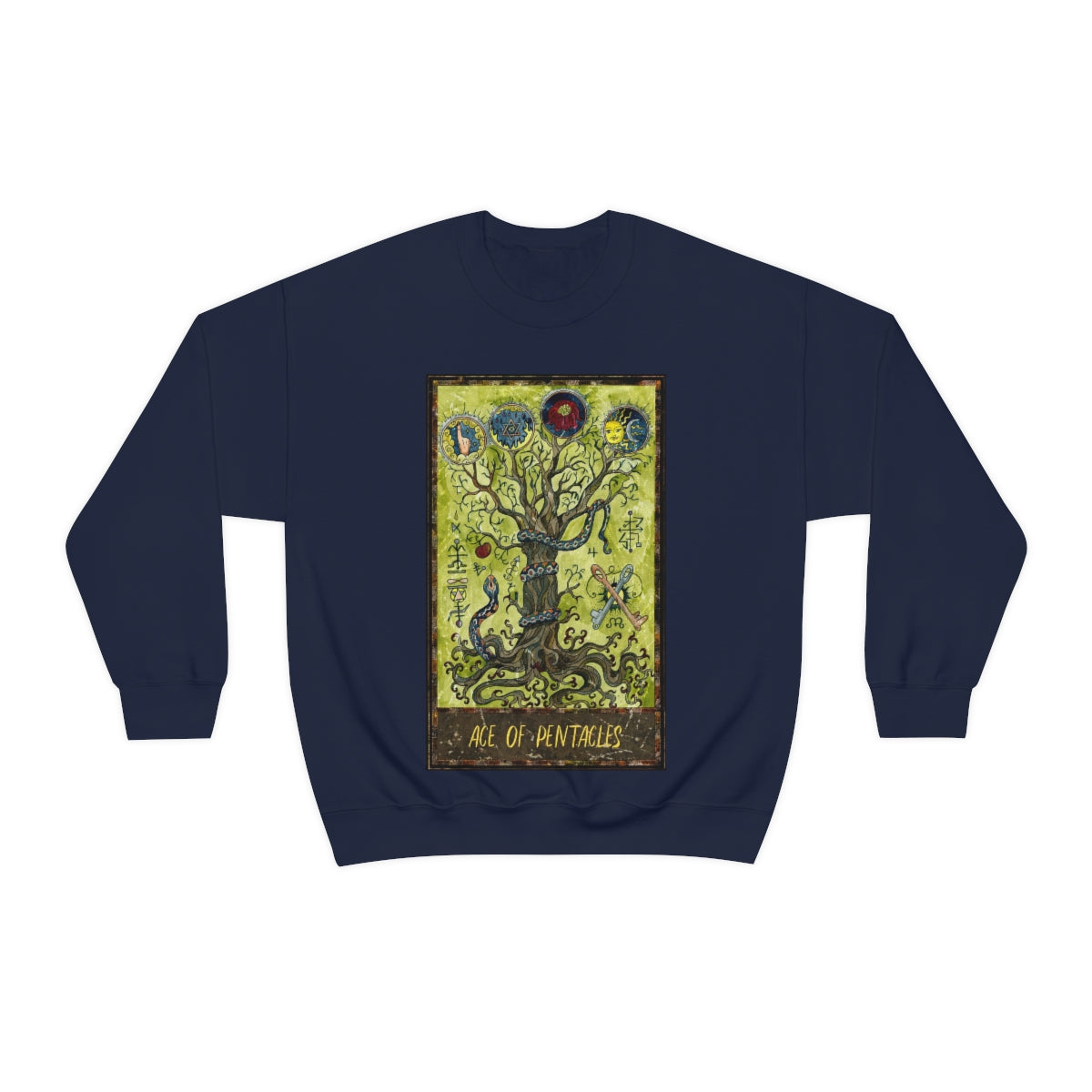 Navy Ace of Pentacles Tarot Card Sweatshirt