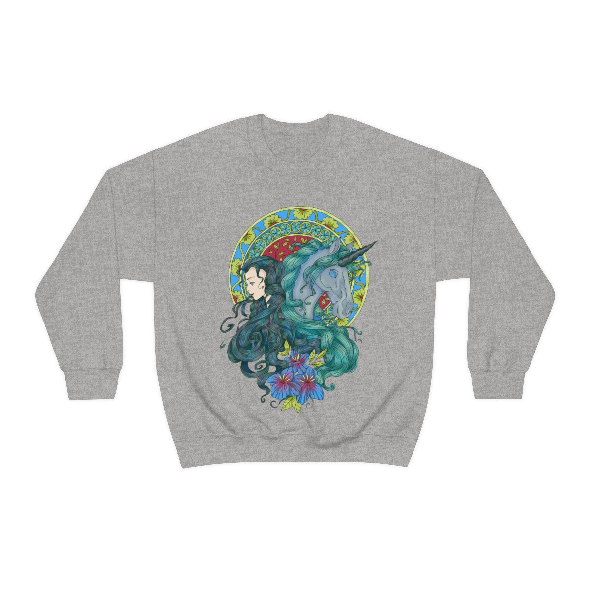 Sport Grey Caribbean Current Princess and Magic Unicorn Sweatshirt