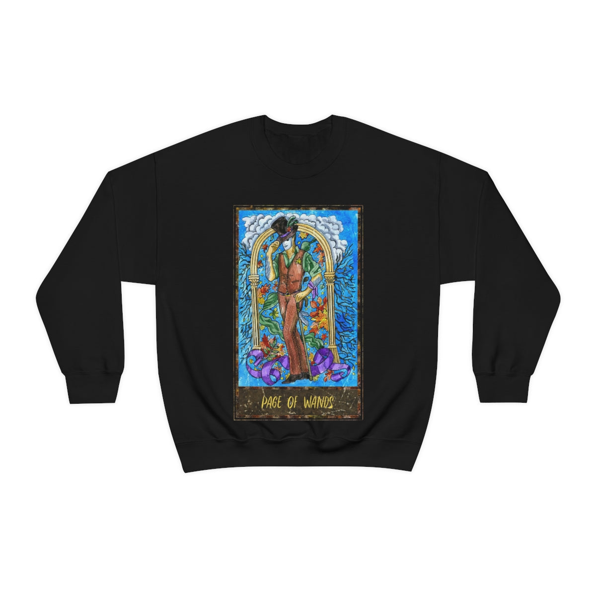 Black Page of Wands Tarot Card Sweatshirt