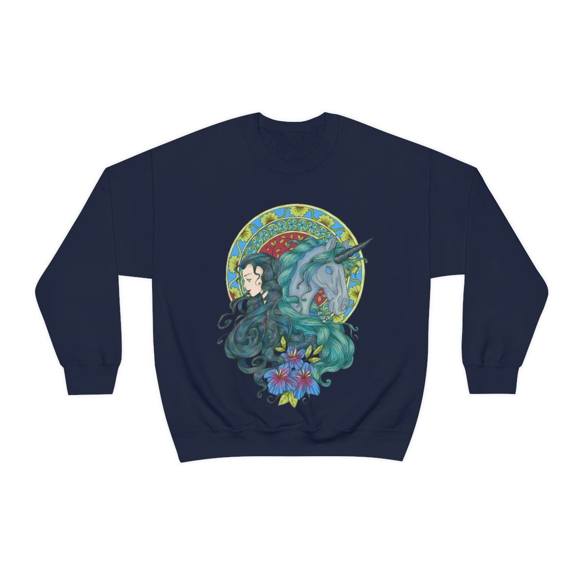 Navy Caribbean Current Princess and Magic Unicorn Sweatshirt