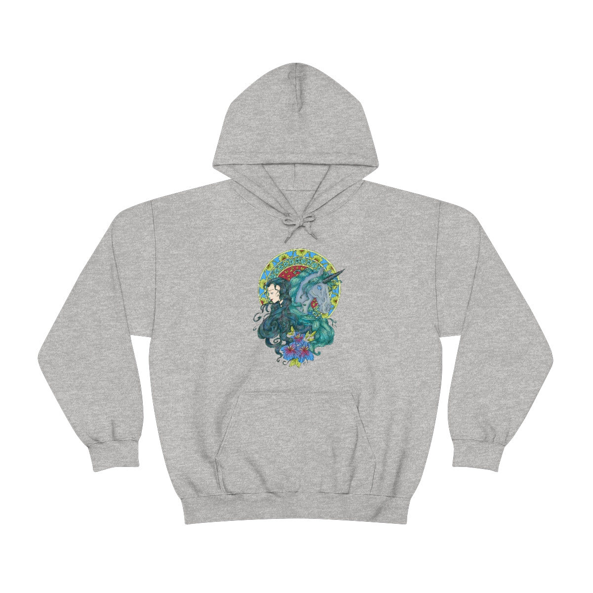 Grey Caribbean Current Princess and Magic Unicorn Hoodie