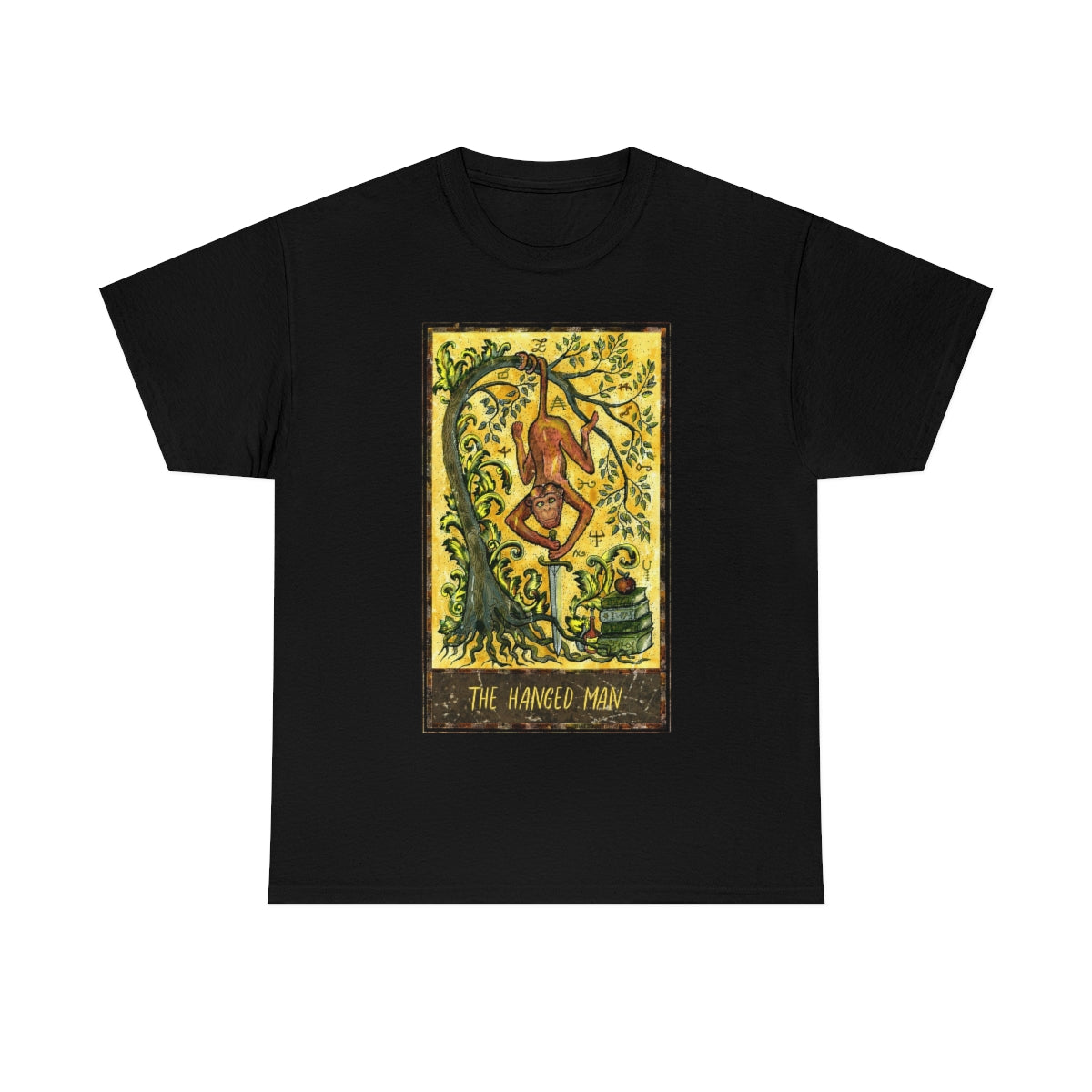 Black The Hanged Man Tarot Card T-shirt