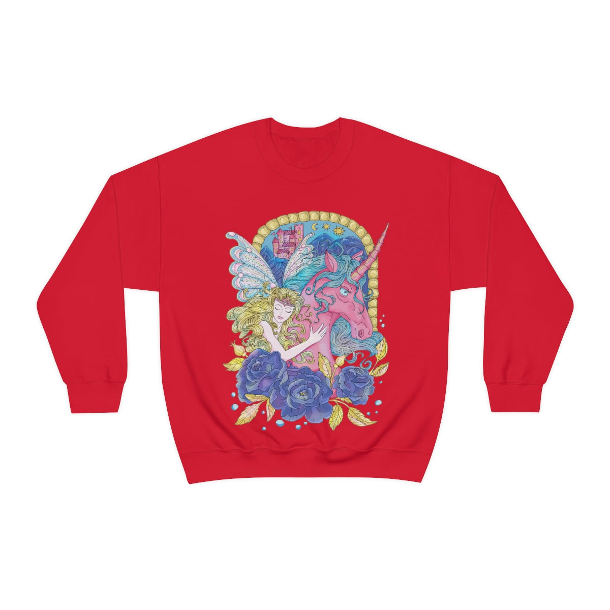 Red Blonde Princess and Magic Unicorn Sweatshirt