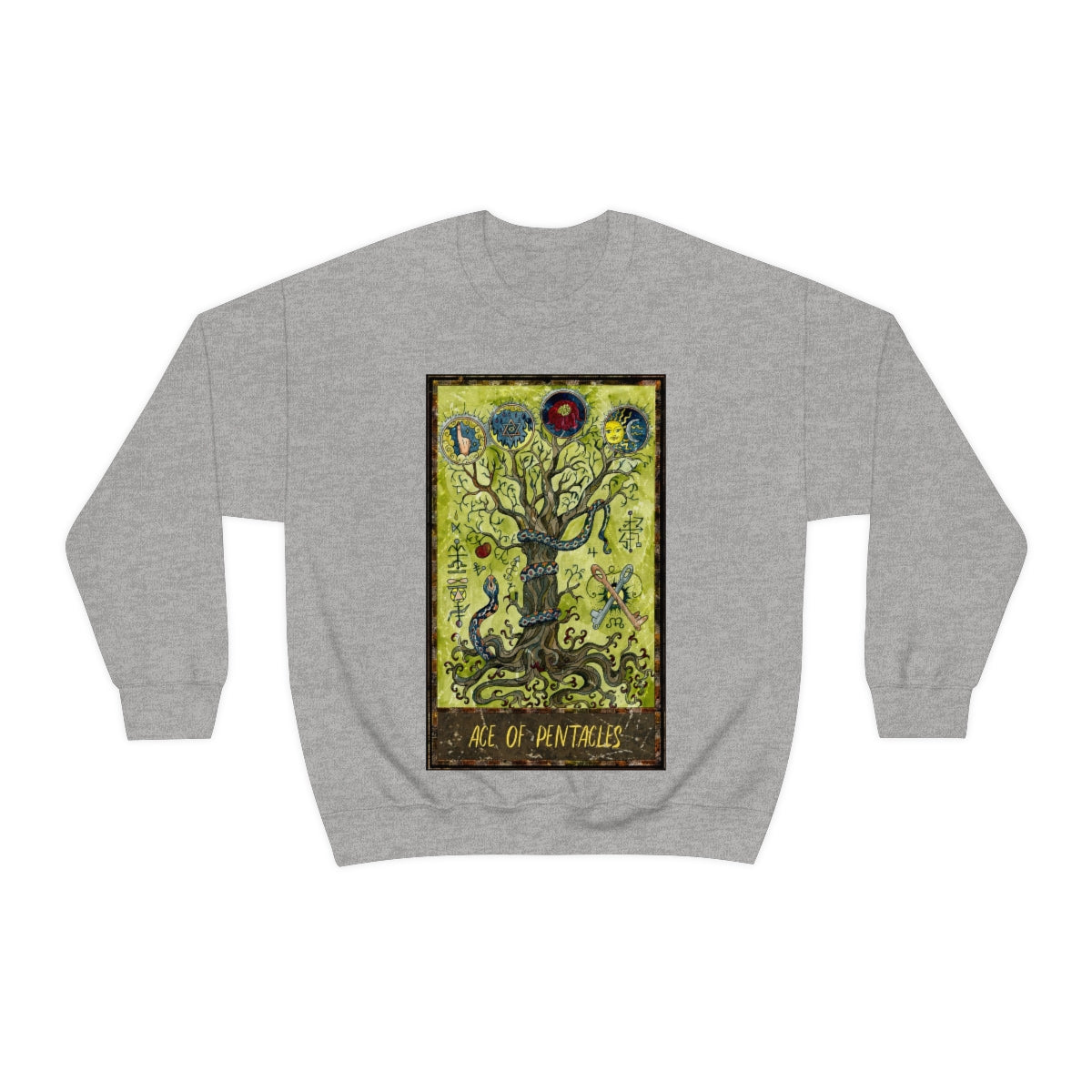 Grey Ace of Pentacles Tarot Card Sweatshirt