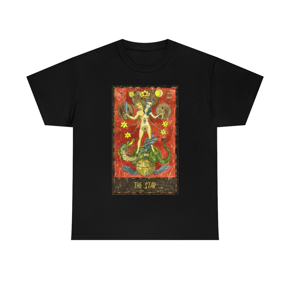 Black The Star Tarot Card T-Shirt