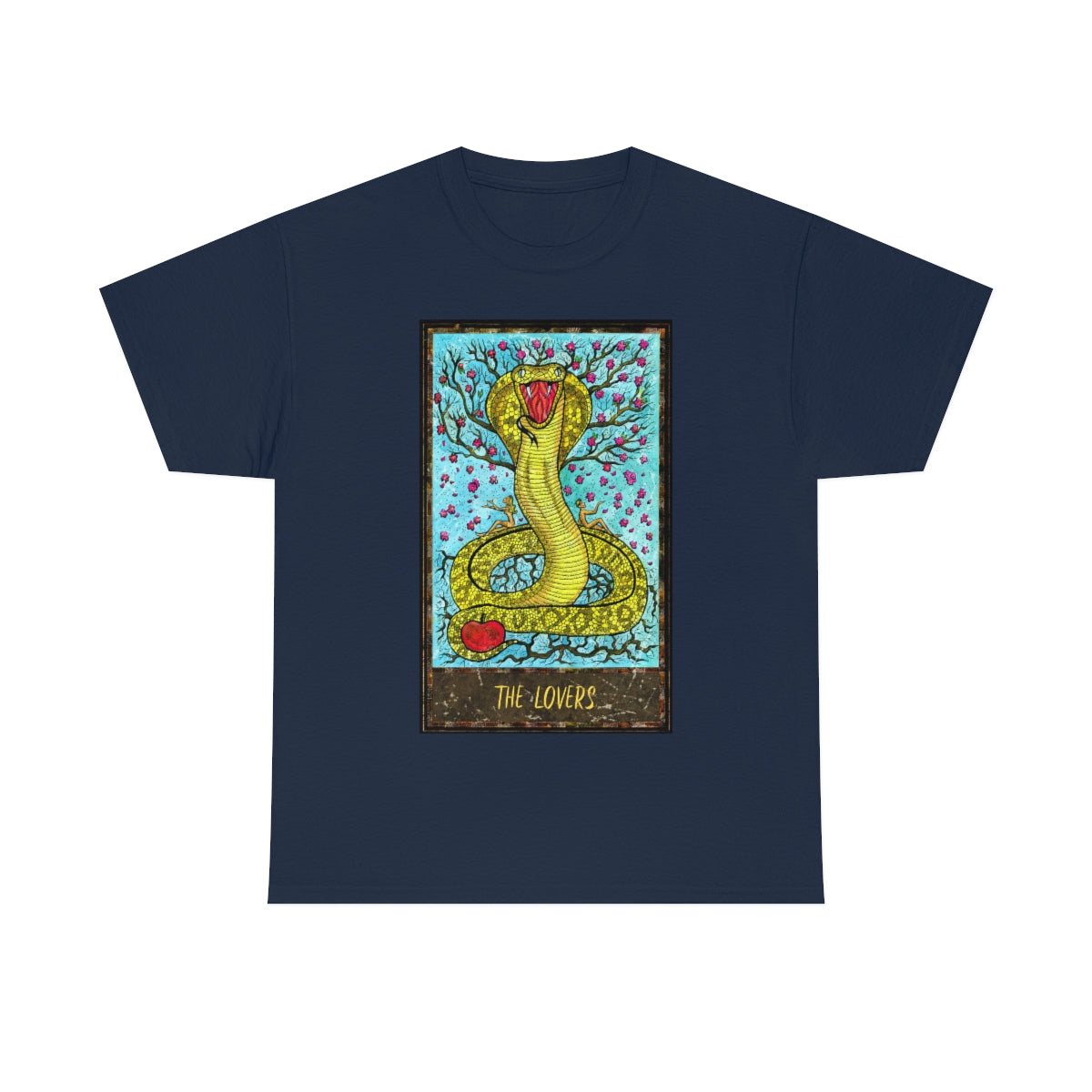 Navy The Lovers Tarot Card T-Shirt