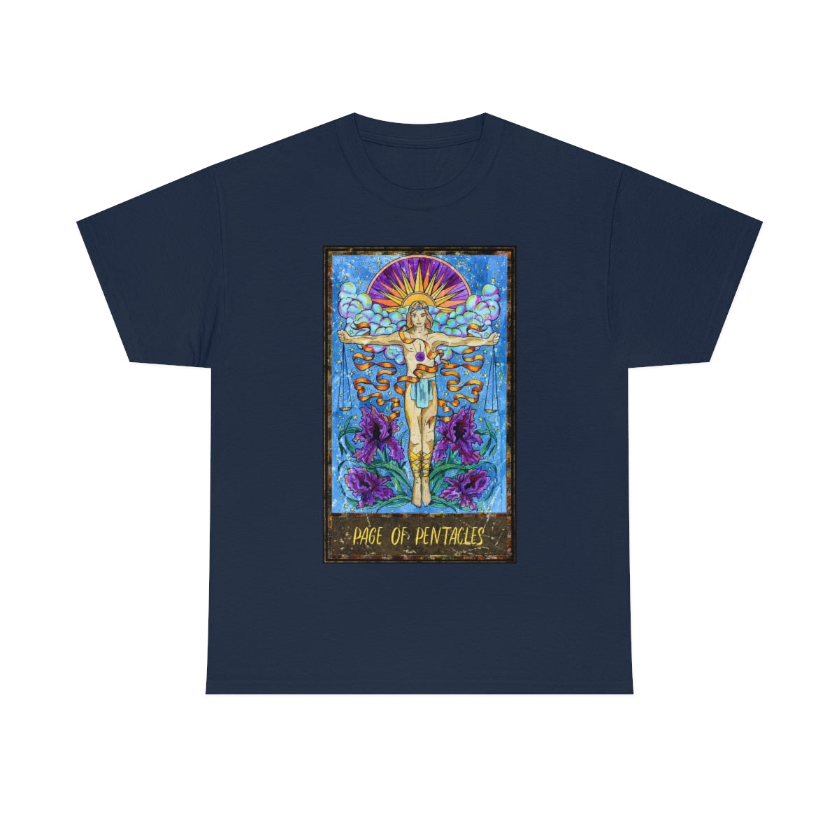 Navy Page of Pentacles Tarot Card T-shirt