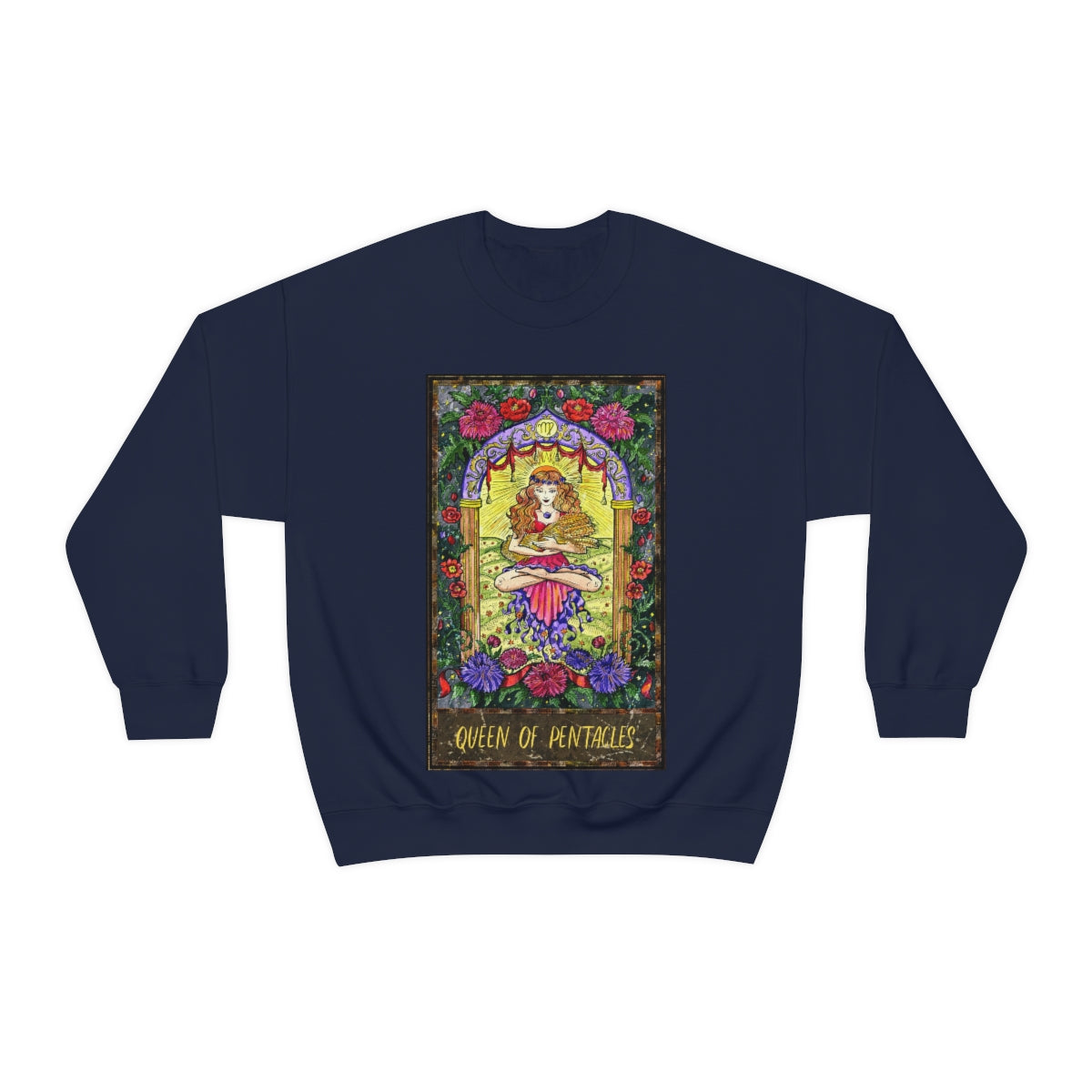 Navy Queen of Pentacles Tarot Card Sweatshirt