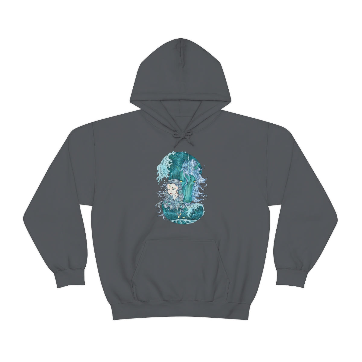 Charcoal Icy Blue Princess and Magic Unicorn Hoodie