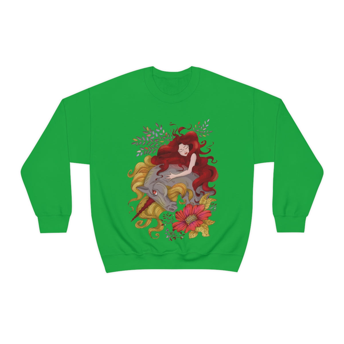 Irish Green Red Princess and Magic Unicorn Sweatshirt