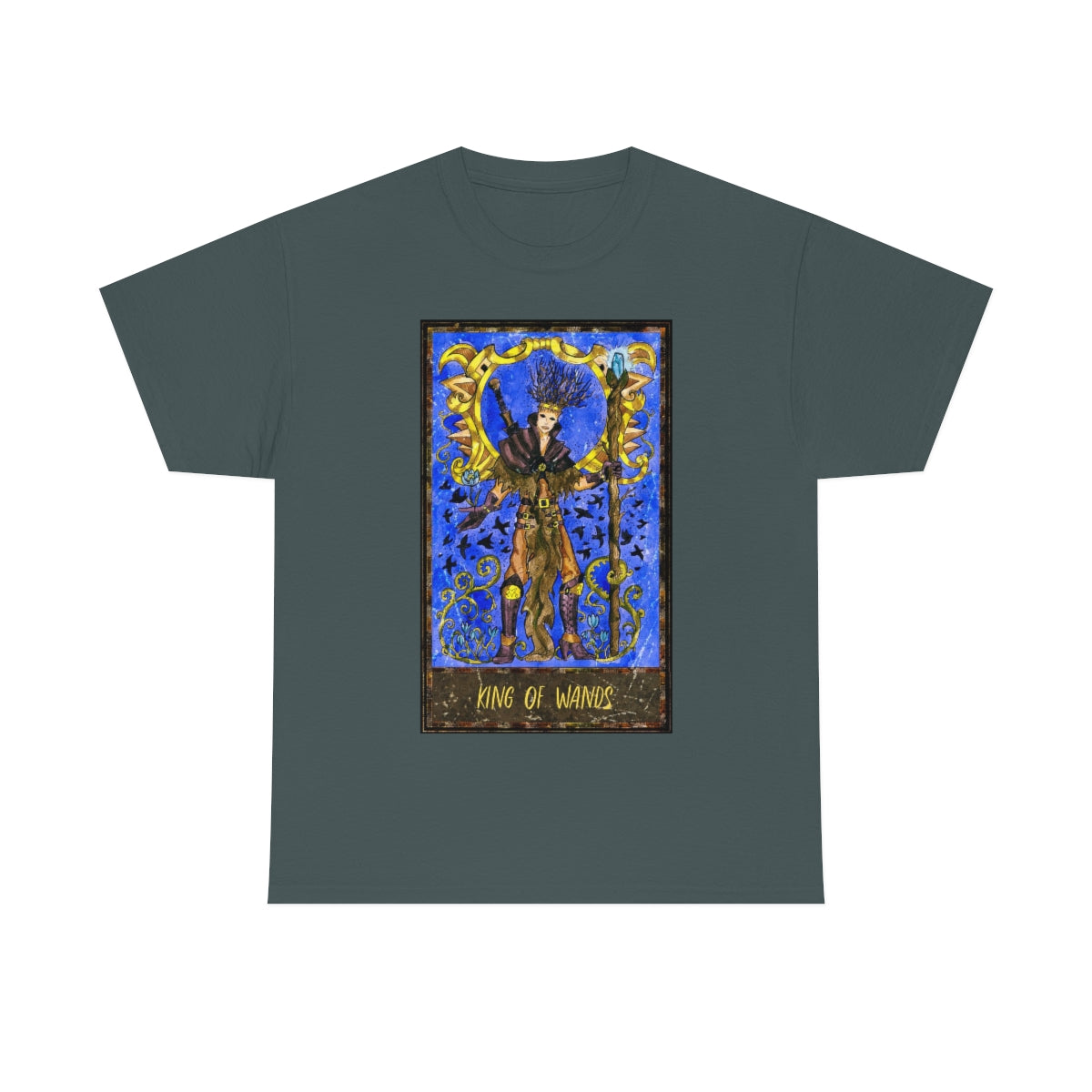 Charcoal King of Wands Tarot Card T-Shirt