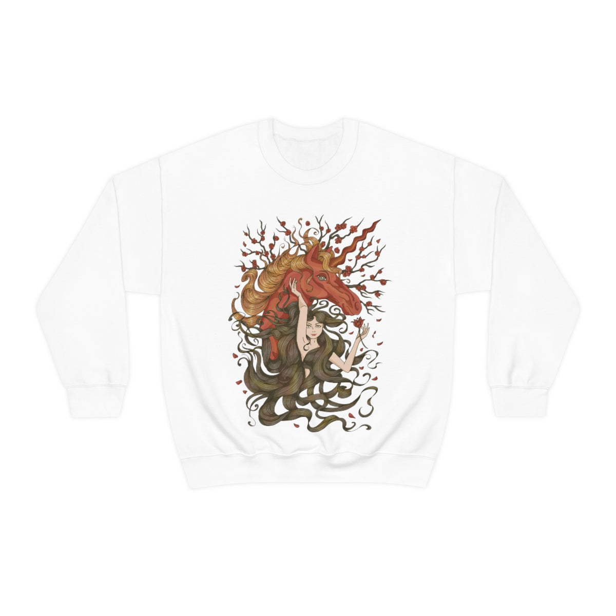 White Walnut Brown Princess and Magic Unicorn Sweatshirt