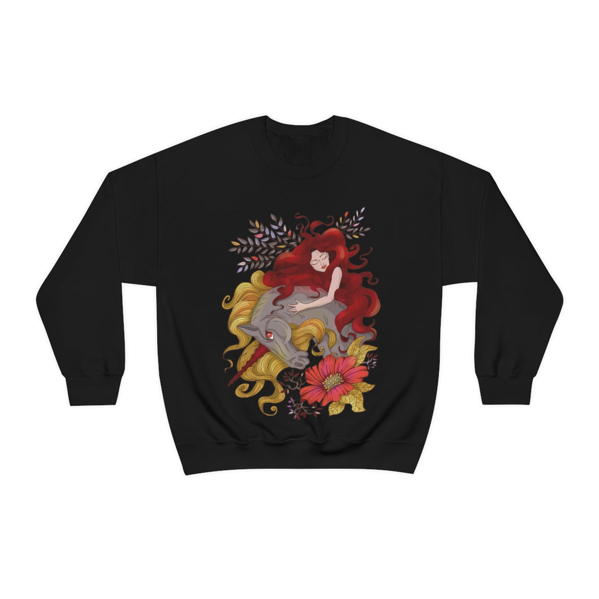 Black Red Princess and Magic Unicorn Sweatshirt