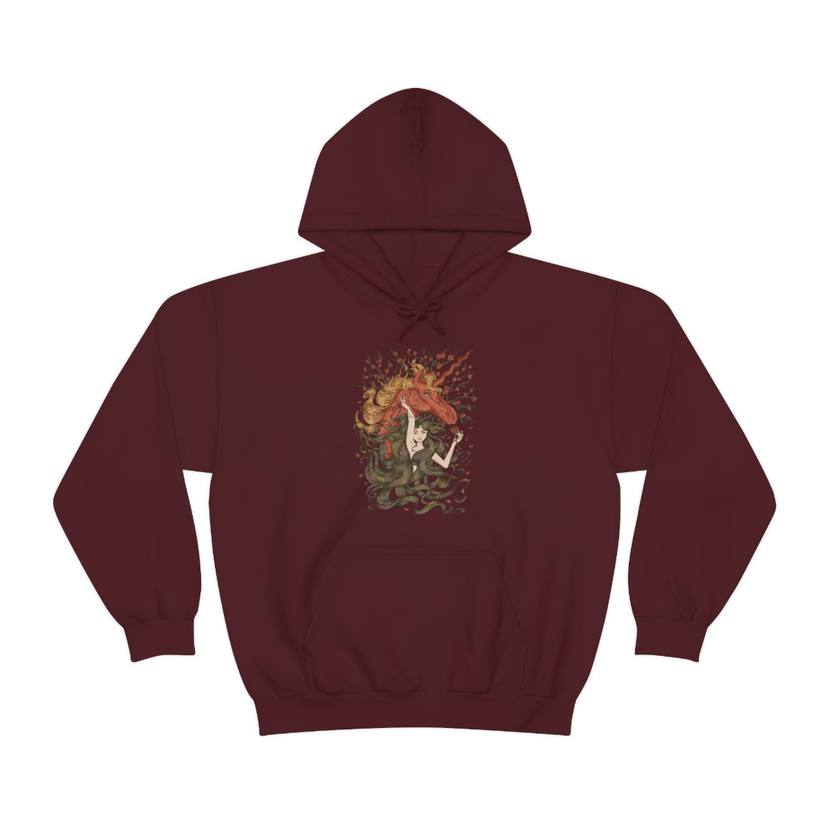 Maroon Walnut Brown Princess and Magic Unicorn Hoodie