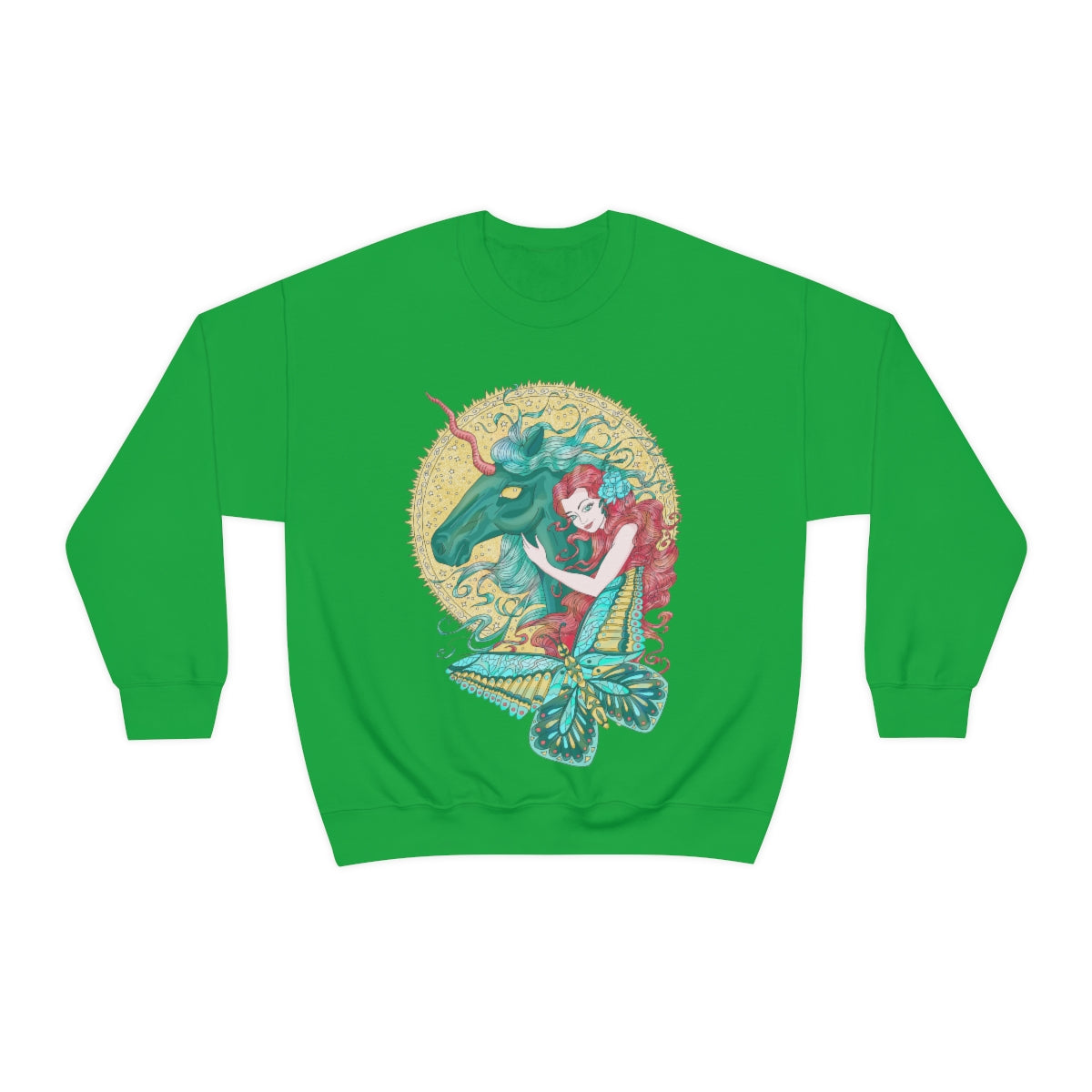 Irish Green Poppy Red Princess and Magic Unicorn Sweatshirt