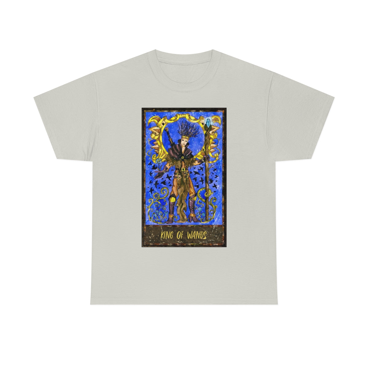 Ice Grey King of Wands Tarot Card T-Shirt