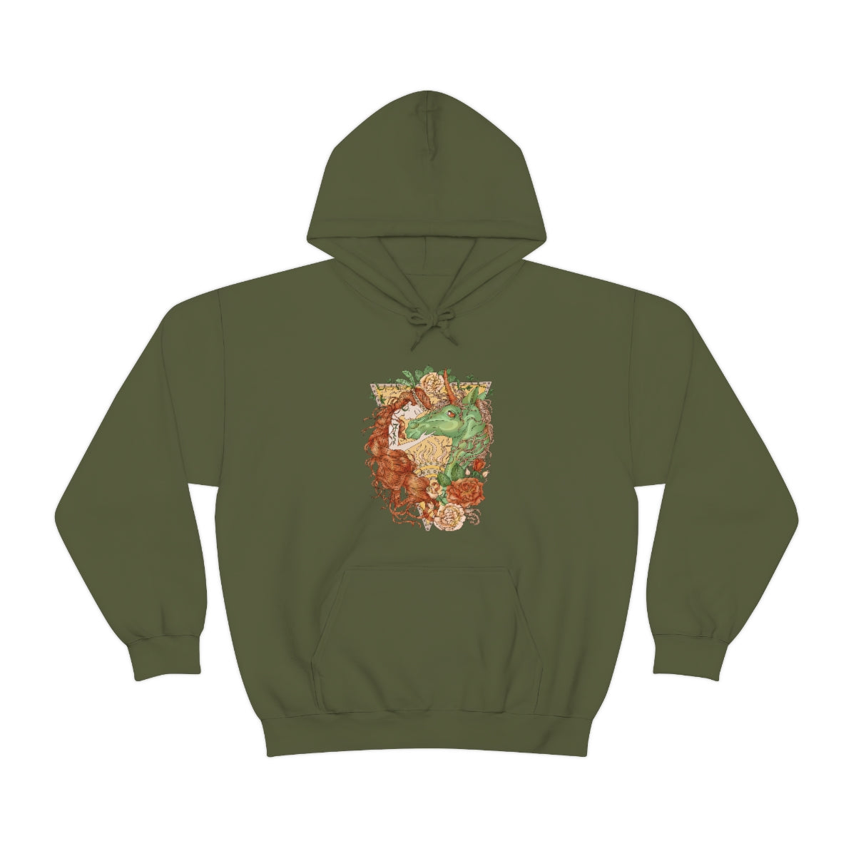 Military Green Cocoa Brown Princess and Magic Unicorn Hoodie