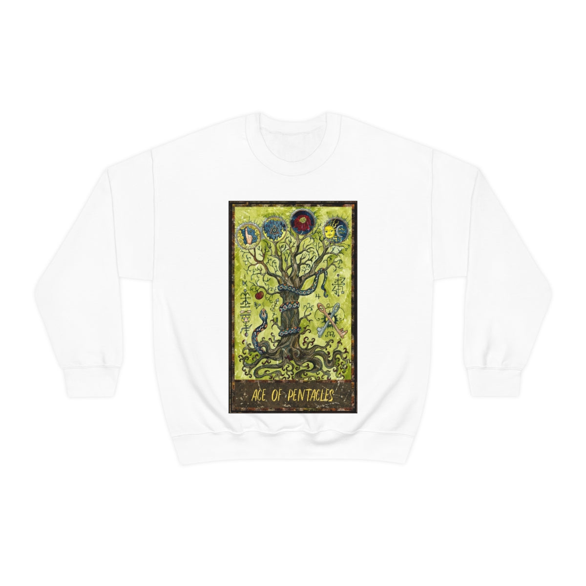 White Ace of Pentacles Tarot Card Sweatshirt