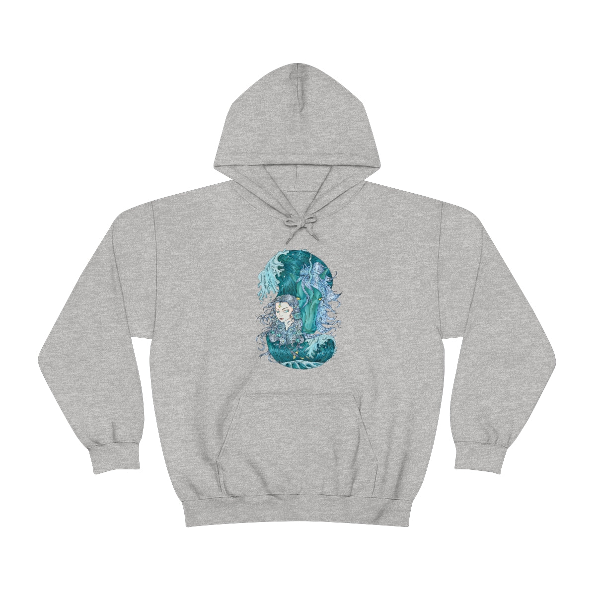 Sport Grey Icy Blue Princess and Magic Unicorn Hoodie