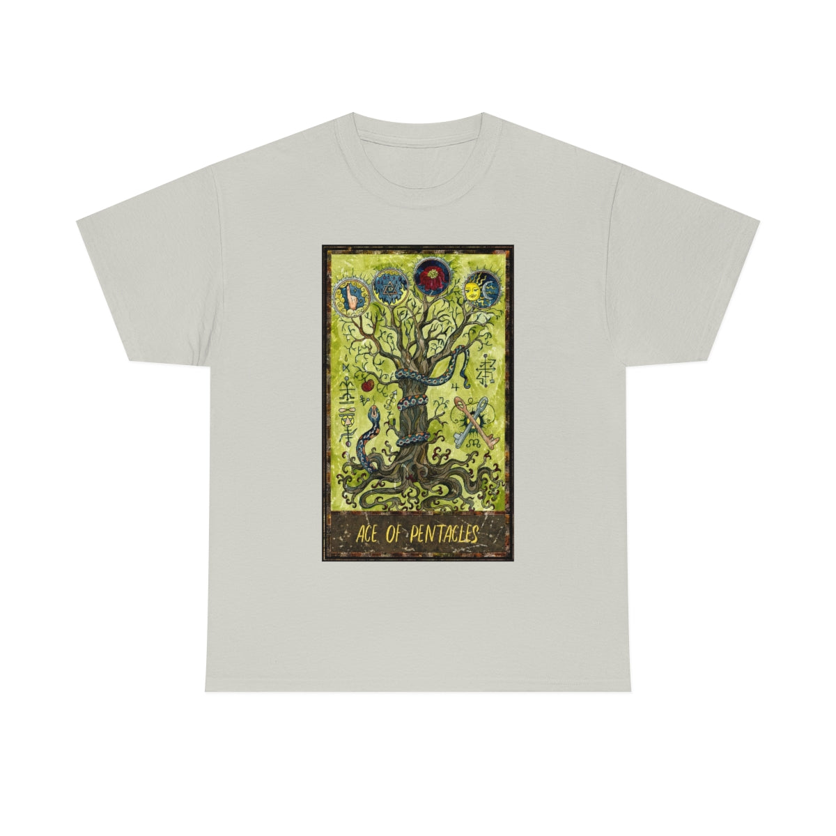 Ice Grey Ace of Pentacles Tarot Card T-shirt