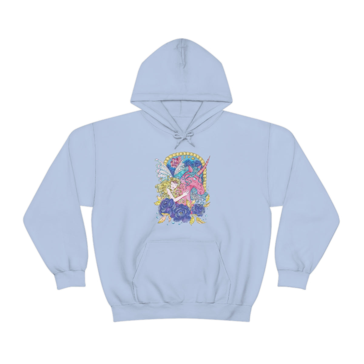 Light Blue Blonde Princess and Magic Unicorn Hoodie