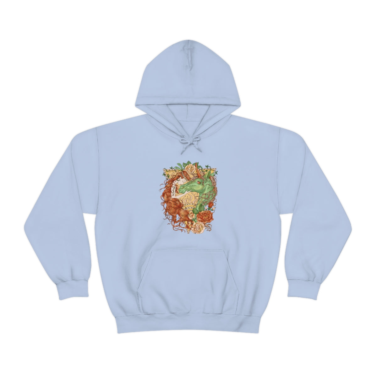 Light Blue Cocoa Brown Princess and Magic Unicorn Hoodie