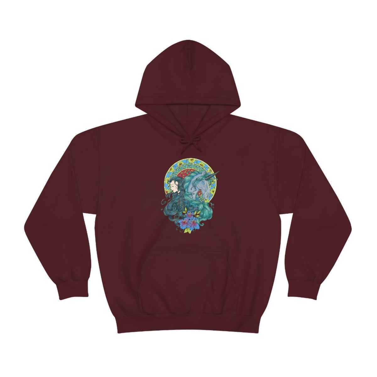 Maroon Caribbean Current Princess and Magic Unicorn Hoodie