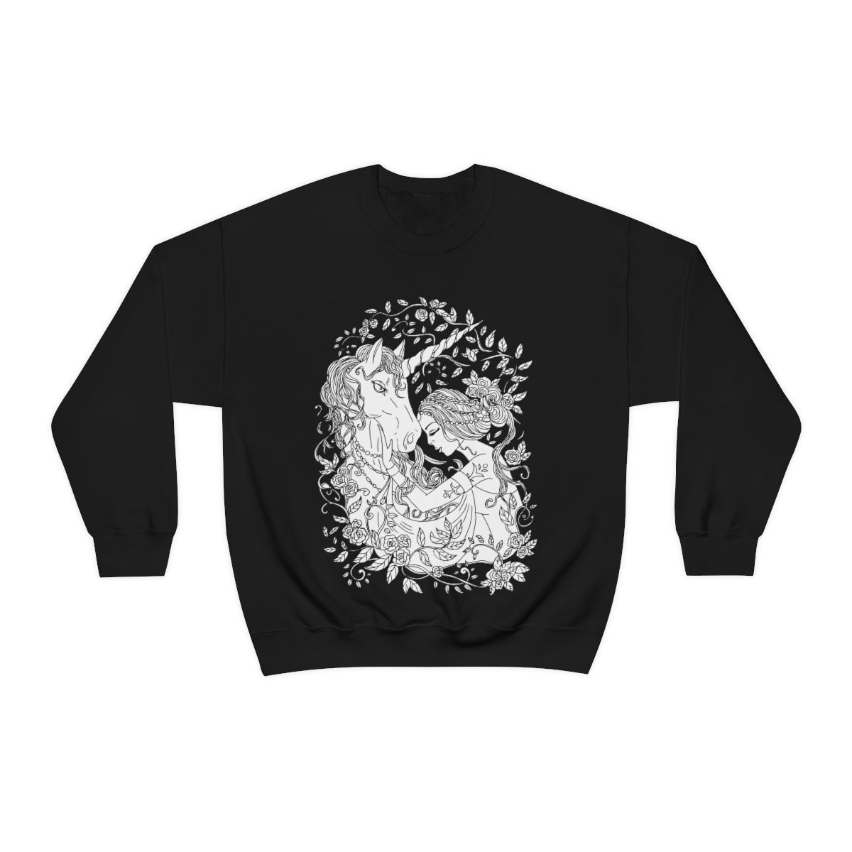 Black Line Art Russet Princess and Magic Unicorn Sweatshirt