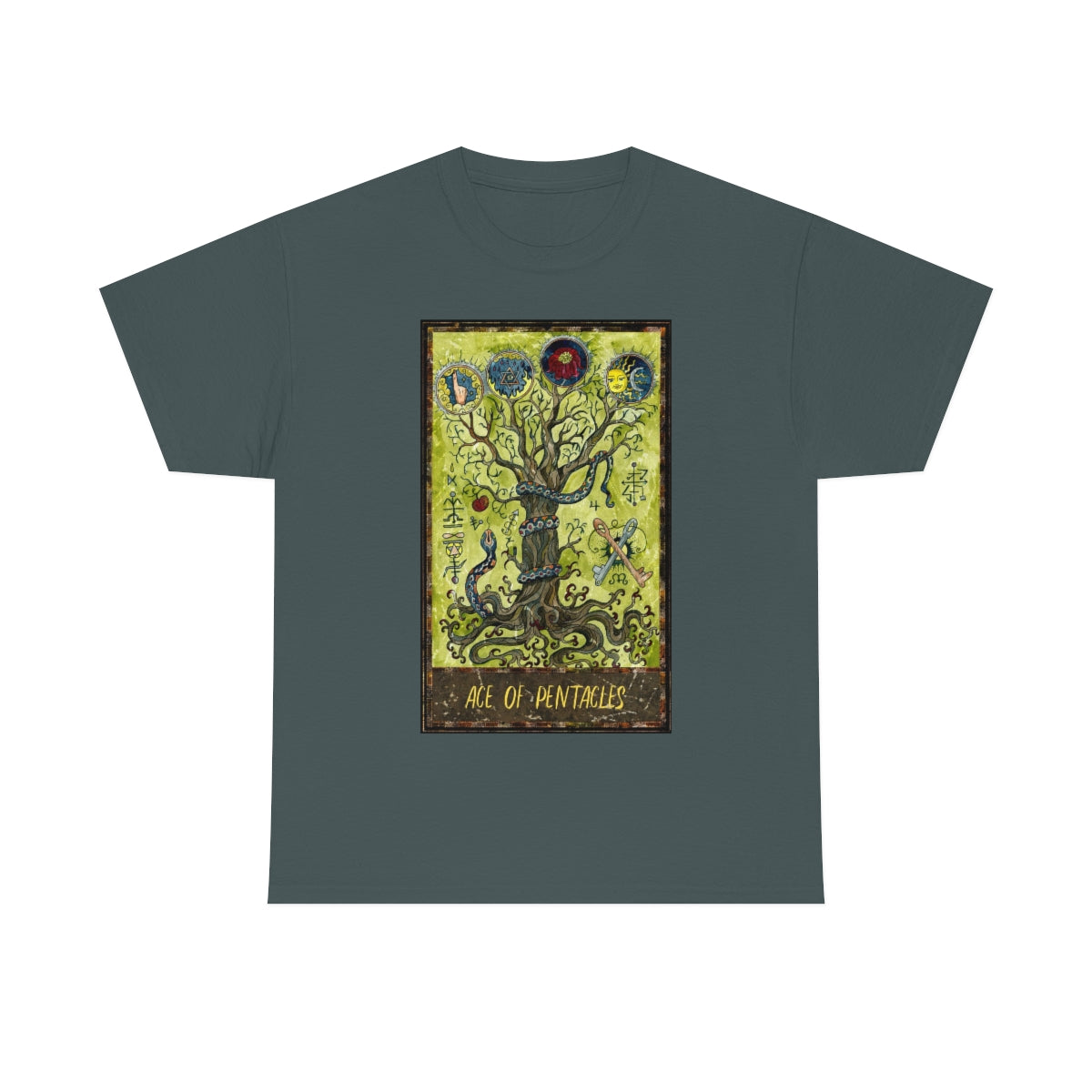 Charcoal Ace of Pentacles Tarot Card T-shirt