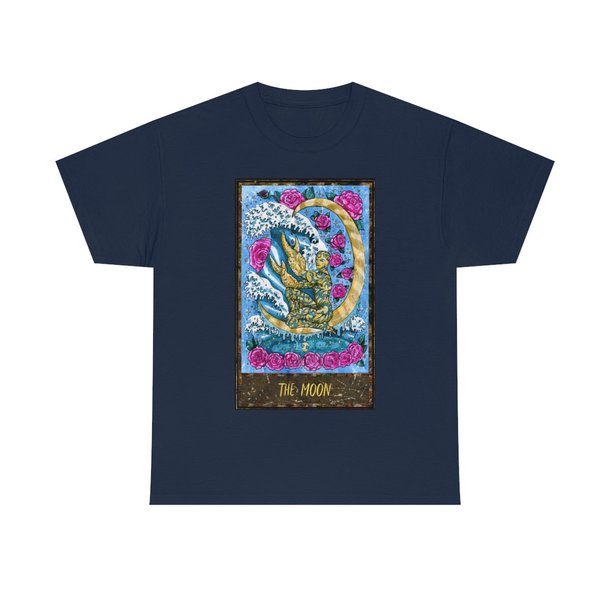 Navy The Moon Tarot Card T-shirt