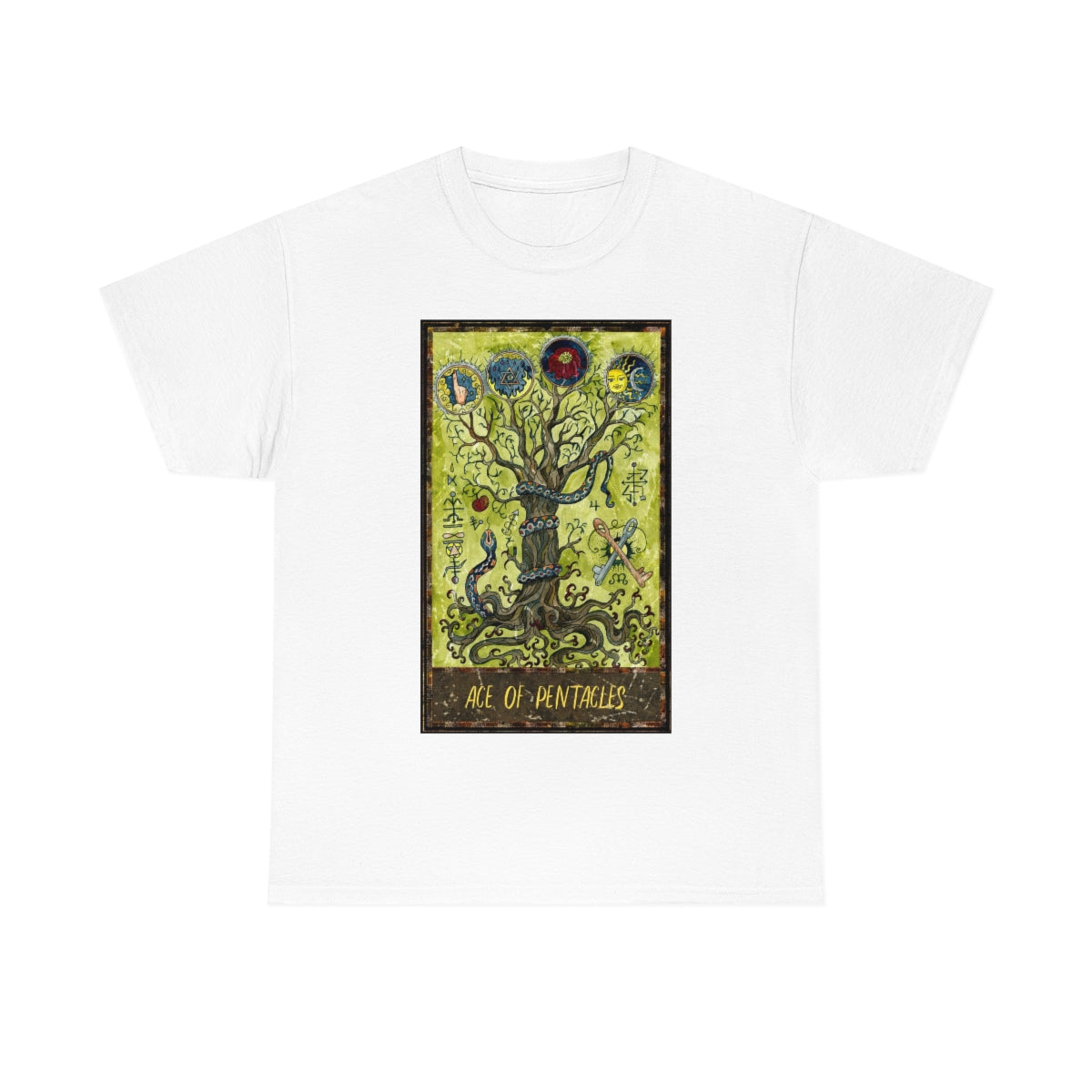 White Ace of Pentacles Tarot Card T-shirt