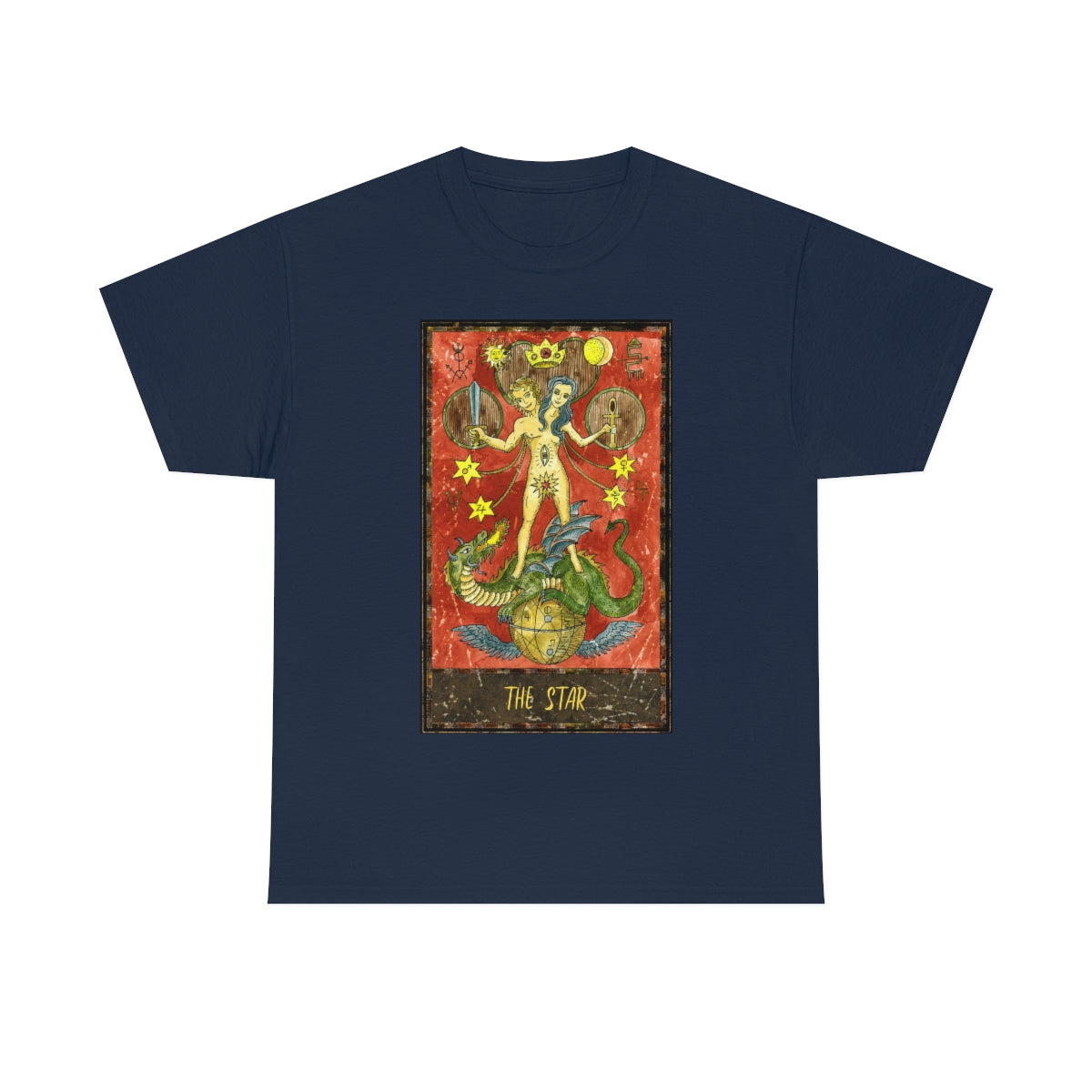 Navy The Star Tarot Card T-Shirt