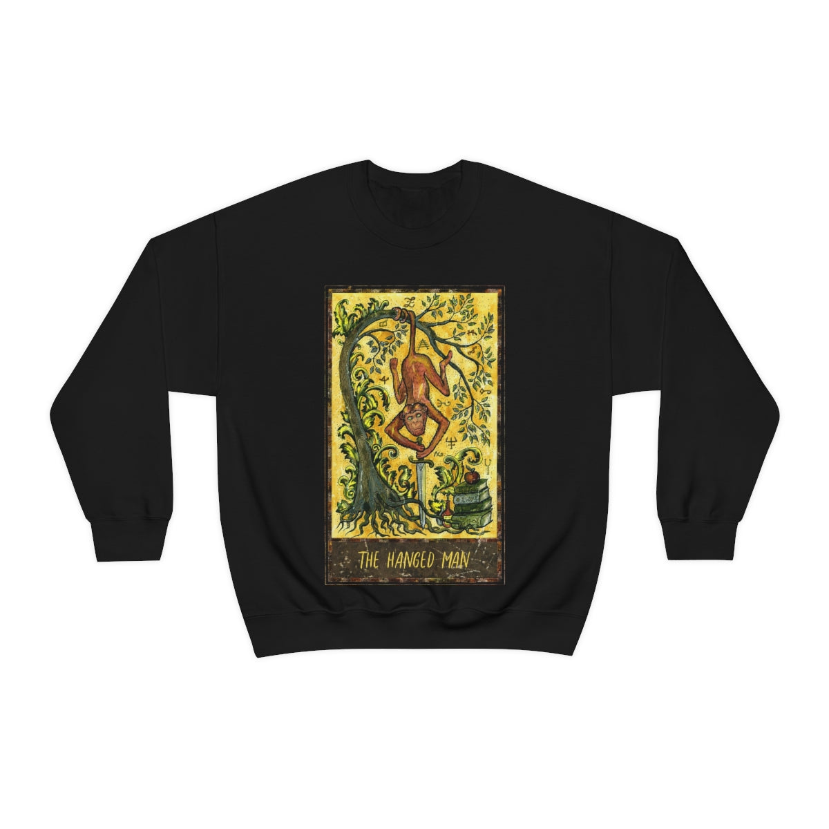 Black The Hanged Man Tarot Card Sweatshirt