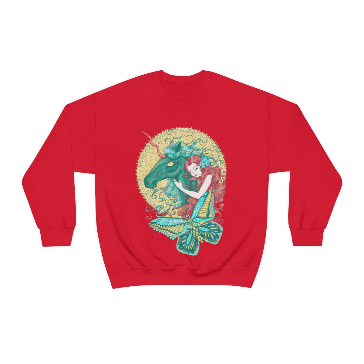 Red Poppy Red Princess and Magic Unicorn Sweatshirt