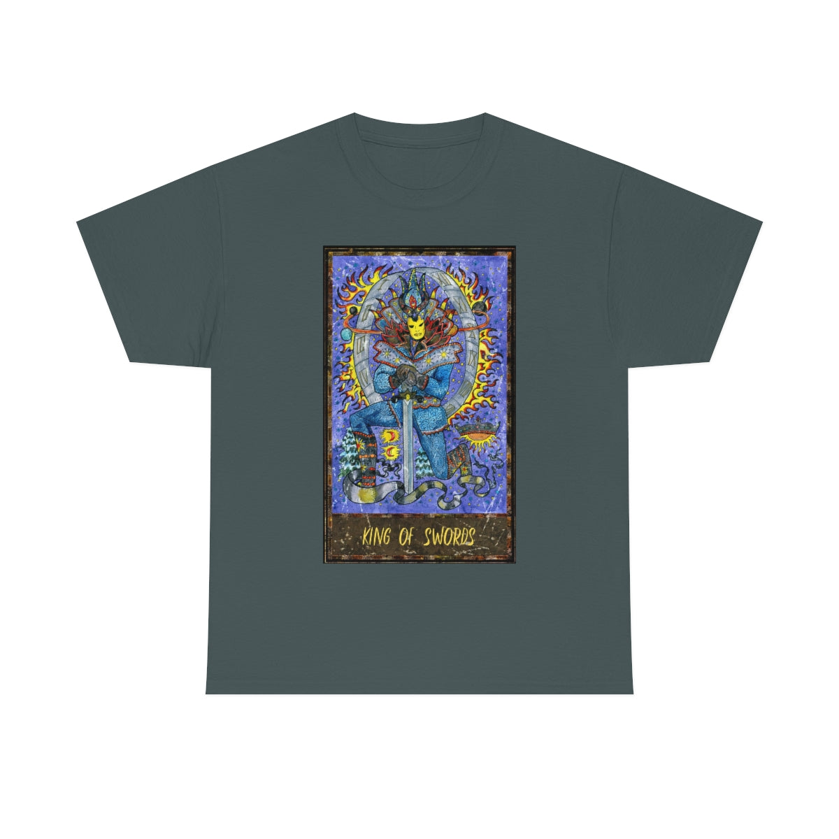 Charcoal King of Swords Tarot Card T-Shirt