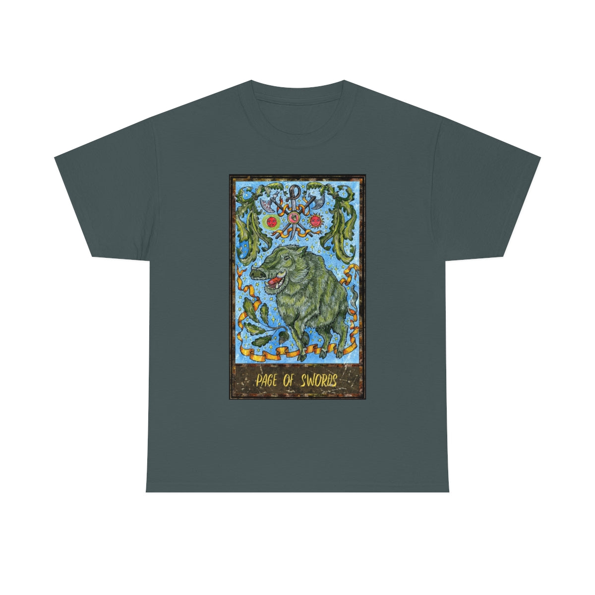 Charcoal Page of Swords Tarot Card T-shirt