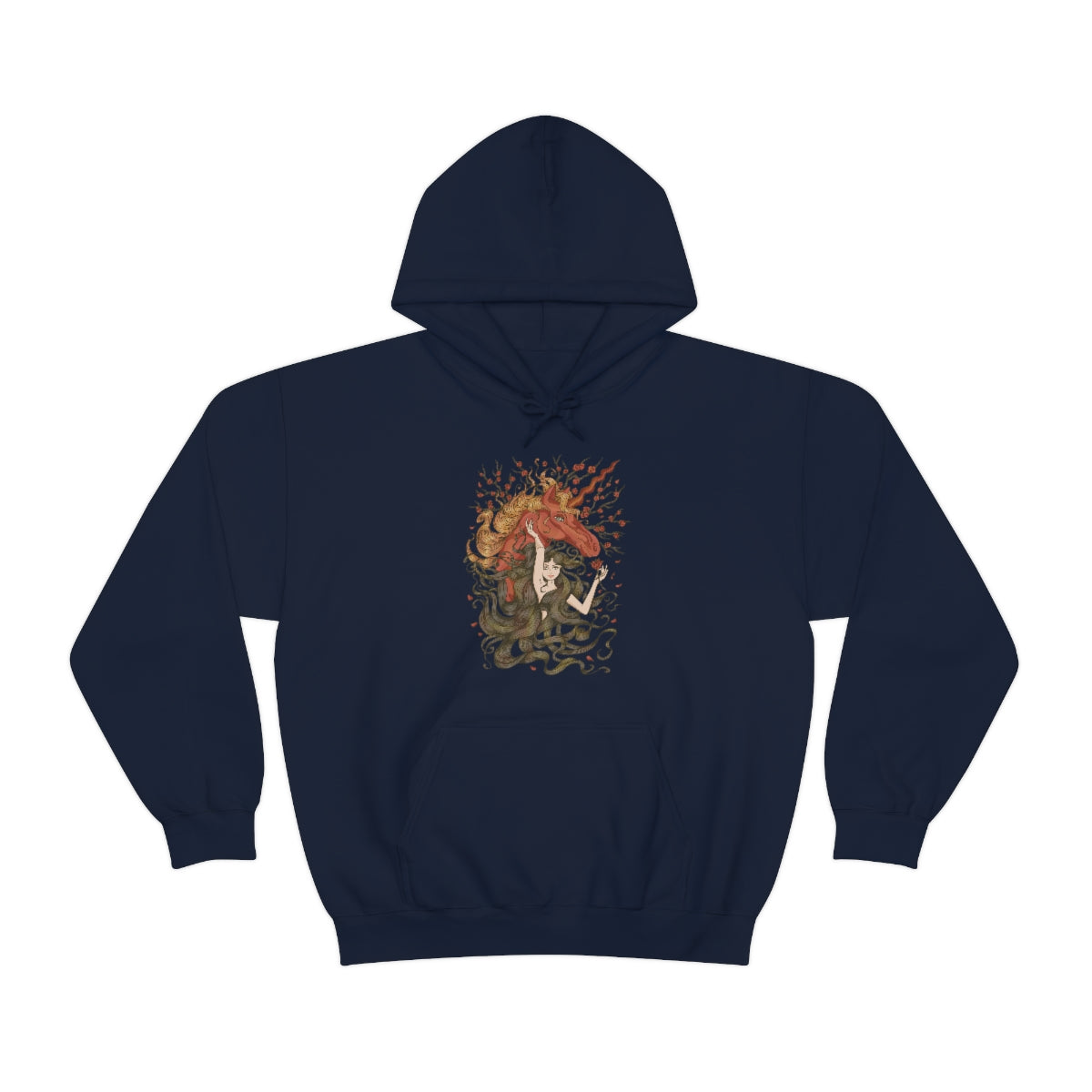 Navy Walnut Brown Princess and Magic Unicorn Hoodie