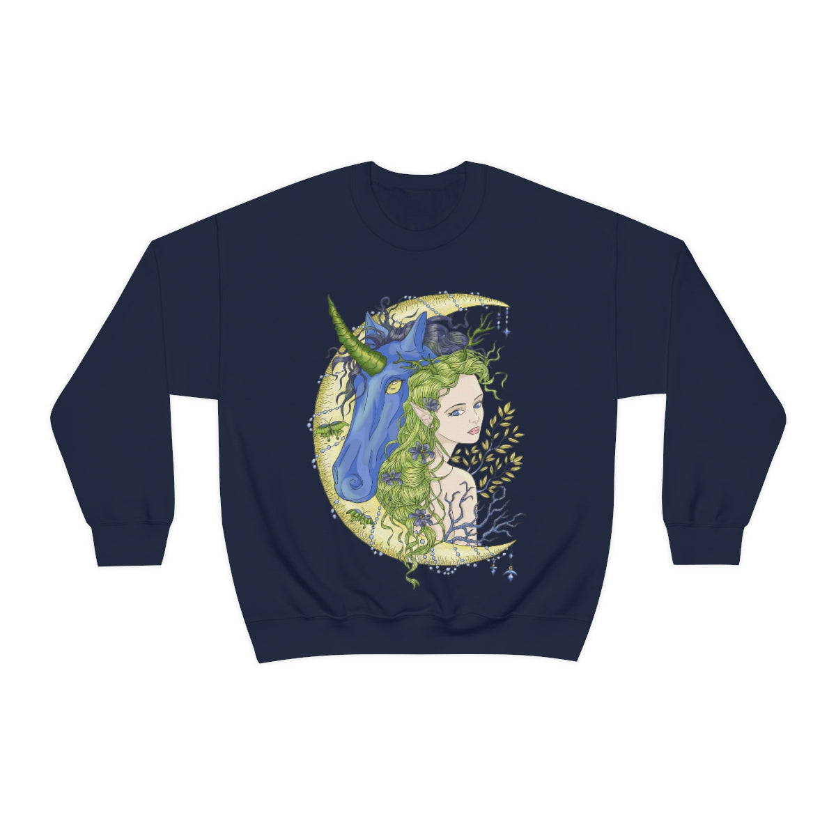 Navy Chartreuse Princess and Magic Unicorn Sweatshirt