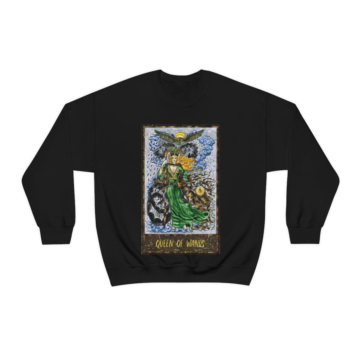 Black Queen of Wands Tarot Card Sweatshirt