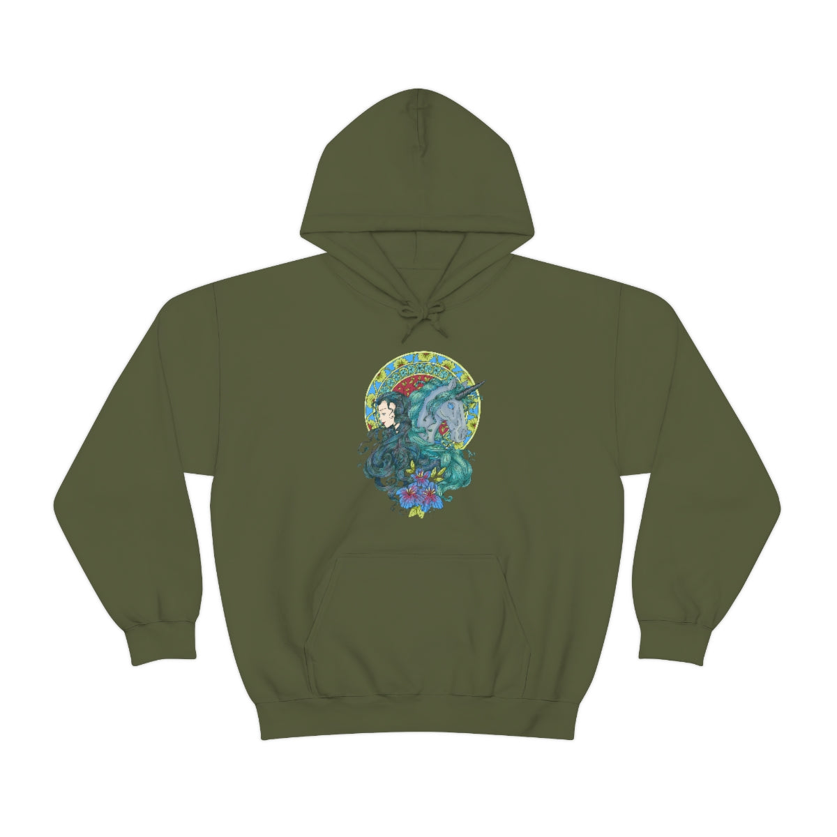 Military GreenCaribbean Current Princess and Magic Unicorn Hoodie